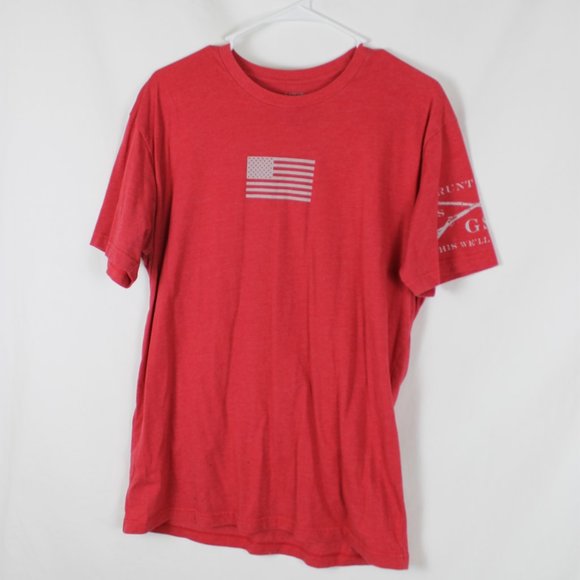 GRUNT STYLE T-Shirt Mens Size Large Red American Flag Short Sleeve Cotton Crew - Picture 6 of 10